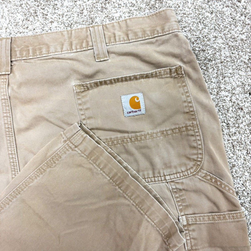 Carhartt Carpenter Pants Mens 42x29 Tan Khaki Duck Canvas Relaxed Fit Utility